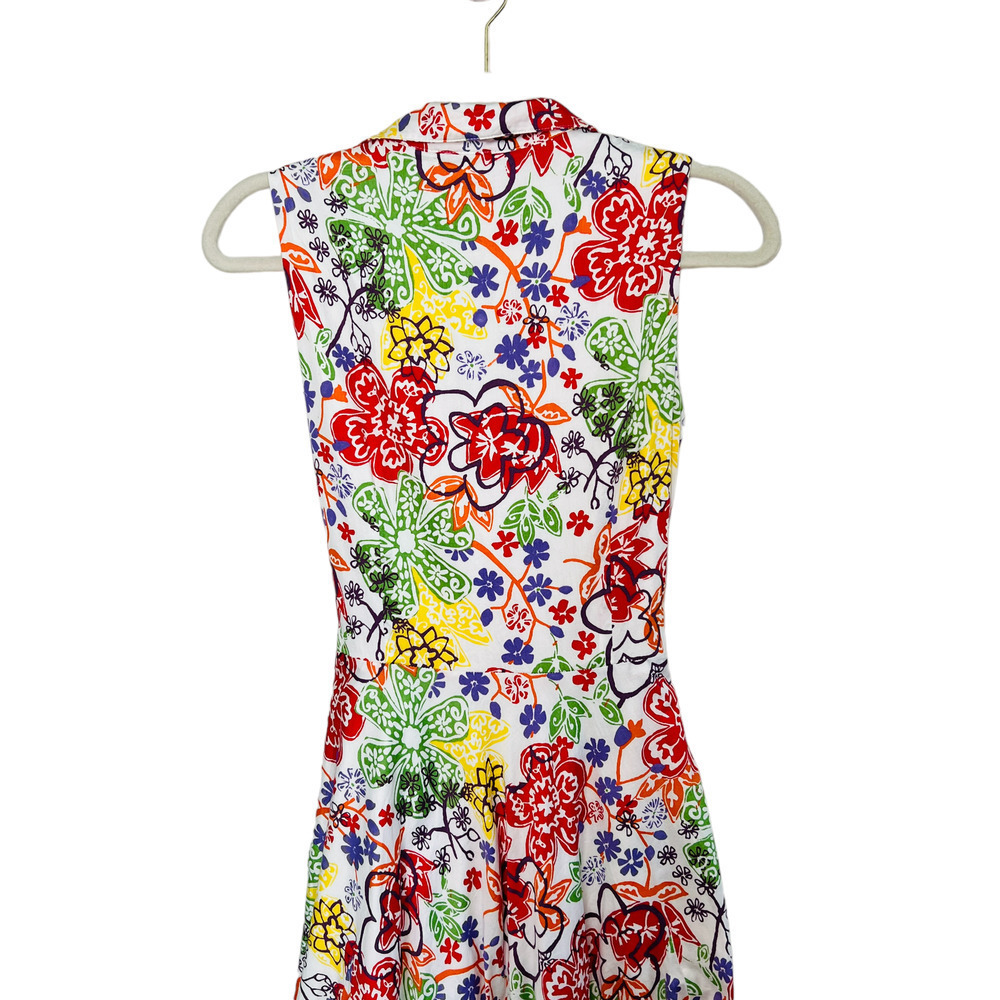 TALBOTS Multicolored Floral Print Wrap Front V-Neck Pleated Midi Dress Sz 6 - Picture 4 of 11